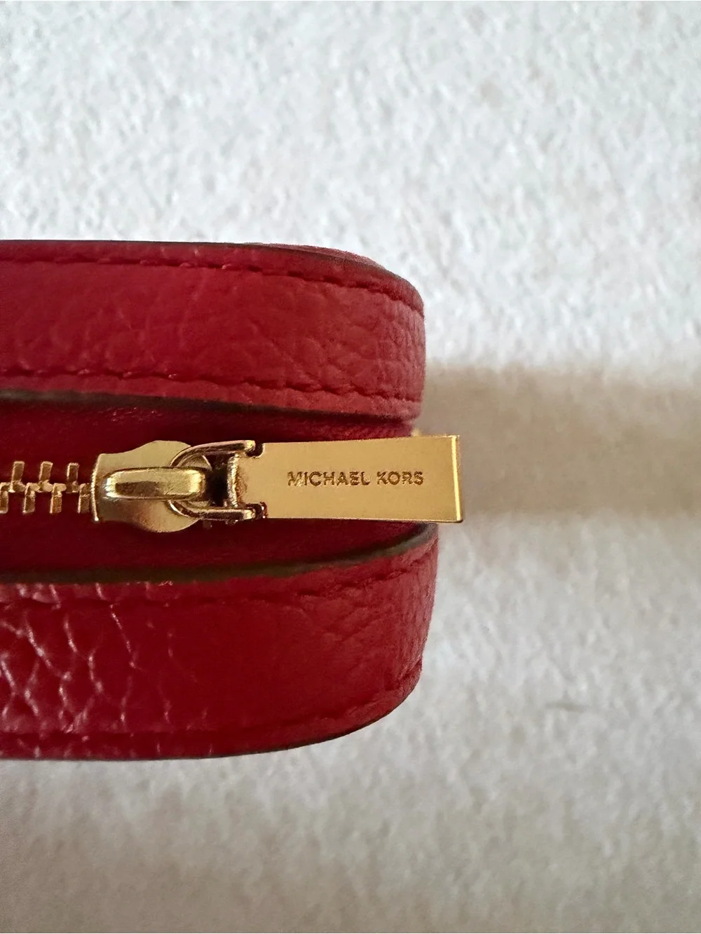 Michael Kors Red Pebbled Leather Cosmetic Case with Gold Logo